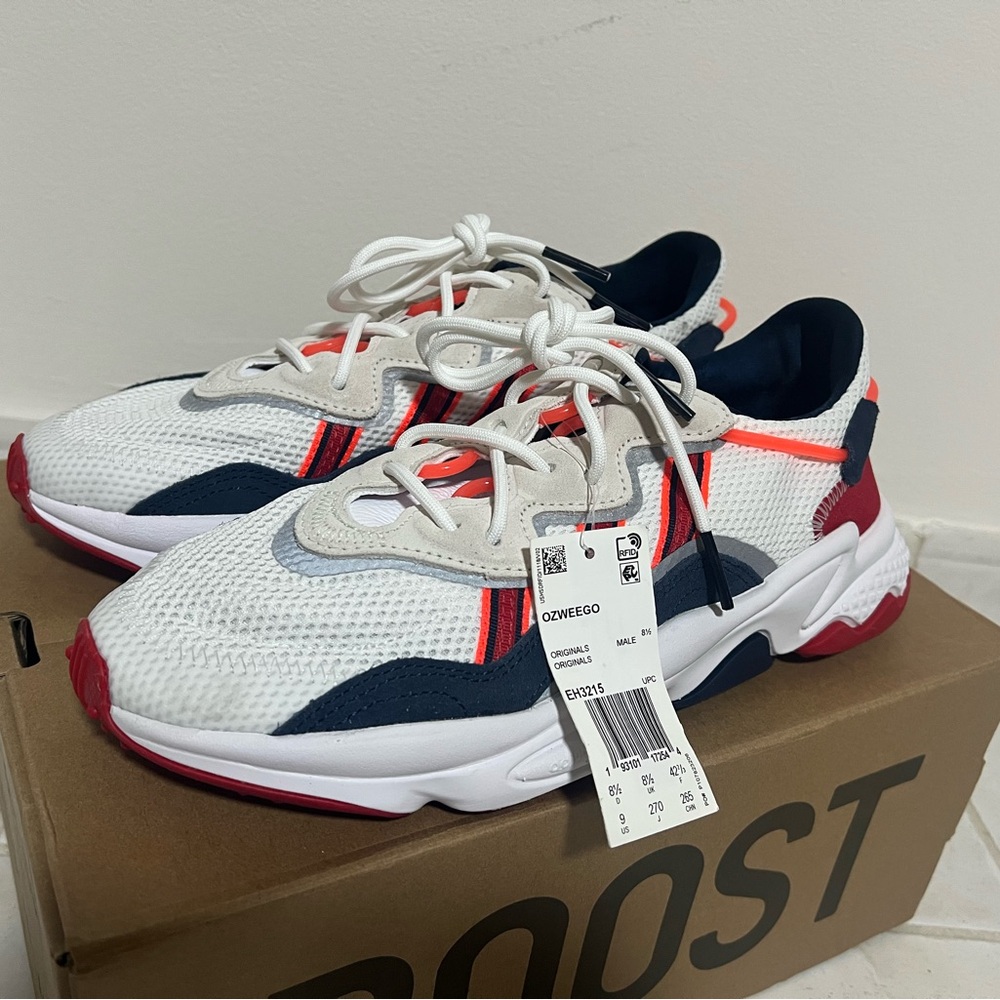 New Adidas Ozweego Scarlet EH3215 White Navy Red Men’s Size 9 Shoes RETRO RUNNER